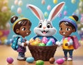Bringing Chocolate Egg By The Eastern Bunny Royalty Free Stock Photo