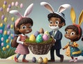 Bringing Chocolate Egg By The Eastern Bunny Royalty Free Stock Photo