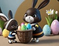 Bringing Chocolate Egg By The Eastern Bunny Royalty Free Stock Photo