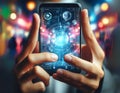 Bringing the Future with Holographic Technology on The Smartphone Royalty Free Stock Photo
