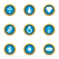 Brink icons set, flat style