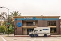 Brinks truck in front of Chase bank building, Pasadena, CA, USA Royalty Free Stock Photo