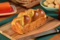 Brioche bread on rustic board Royalty Free Stock Photo