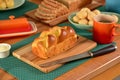 Brioche bread on rustic board Royalty Free Stock Photo