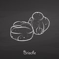 Brioche food sketch on chalkboard