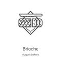 brioche icon vector from august bakery collection. Thin line brioche outline icon vector illustration. Linear symbol for use on