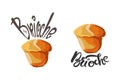 Brioche illustration for menu, cards, patterns, wallpaper. Brioche logo