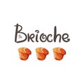 Brioche illustration for menu, cards, patterns, wallpaper. Brioche logo