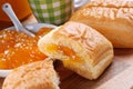 Brioche puff pastry with apricot jam Royalty Free Stock Photo