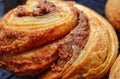 Brioche Style Cinnamon Bun close up Royalty Free Stock Photo