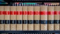 Brisbane, Australia - Close up of American law review books in a library