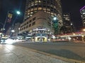 BRISBANE, AUSTRALIA - MAY 29, 2020: Vibrant night scene of Commonwealth Bank of Australia CBA flagship headquarters office high-