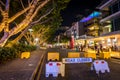 Brisbane, Australia - Road Closed sign blocking the road to the Night outdoor market in Southbank