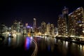 Brisbane city with boat light streaks