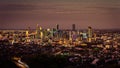 Brisbane city lookout after sunset as seen from Mount Coot-Tha Summit Lookout Royalty Free Stock Photo