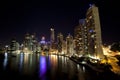 Brisbane City at night from bridge, Queensland