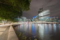 Brisbane city skyline lights across river at night from South Ba Royalty Free Stock Photo