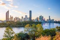 Brisbane city skyline at twilight in Australia