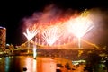 Brisbane City Storey Bridge Riverfire Fireworks Royalty Free Stock Photo