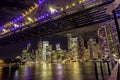 Cityscape night lights reflecting on Brisbane River Royalty Free Stock Photo