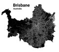 Brisbane map. Detailed map of Brisbane city poster with streets. Cityscape vector