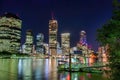 Brisbane night city skyline and river reflections - Queensland, Australia