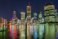 Brisbane night city skyline and river reflections - Queensland, Australia