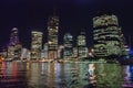 Brisbane night city skyline and river reflections - Queensland, Australia