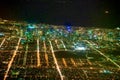 Brisbane night skyline, view from the aircraft