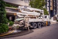 Brisbane, Queensland, Australia - Concrete pumping machine used to pump out water from the flooded building basement Royalty Free Stock Photo