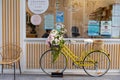 Yellow Bicycle Filled With Flowers