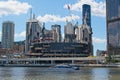 Brisbane river with Queen`s Wharf resort and casino development. Royalty Free Stock Photo