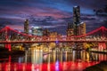 Brisbane's Storey Bridge at night with reflections.