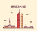 Brisbane skyline big city Australia vector line