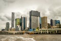 Brisbane skyline seen from a boat on the river