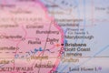 Brisbane On The World Map-Geo Political Map Royalty Free Stock Photo