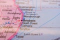 Brisbane On The World Map-Geo Political Map Royalty Free Stock Photo