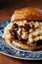 Brisket Mac and Cheese sandwich Royalty Free Stock Photo