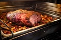 brisket in an oven being probed Royalty Free Stock Photo