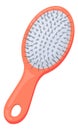 Bristle hairbrush icon. Cartoon plastic hair tool