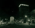 Bristol City centre War Memorial and Colston Tower by night