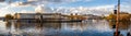 Bristol cityscape autumnal panorama towards the Cathedral from the Harbour taken in Bristol, Avon, UK Royalty Free Stock Photo