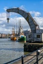 Bristol Docks with Fairbairn steam crane, Bristol, England Royalty Free Stock Photo