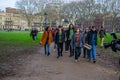 BRISTOL, ENGLAND- 15 January 2022: Environmental activists taking part in a Youth Climate Swarm in Bristol
