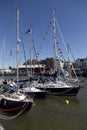 BRISTOL, ENGLAND - JULY 19: yachts at the Bristol harbourside fe Royalty Free Stock Photo