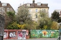 Street with Graffiti's on the wall in Eastville district, Bristol Royalty Free Stock Photo