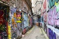 Famous Street called Leonard Lane with Graffiti's on the wall Royalty Free Stock Photo