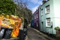 Narrow street with colorful houses in Eastville neighborhood in Bristol city Royalty Free Stock Photo