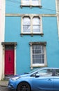 Typical British house with colorful red door in Bristol Royalty Free Stock Photo