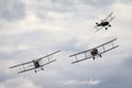 Bristol F.2 Fighter replica British two-seat biplane fighter and reconnaissance aircraft of the First World War flying in format